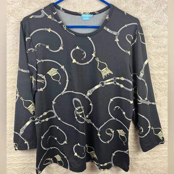 J. MCLAUGHLIN Catalina Cloth Chain Print Blouse Size XL - Picture 1 of 12